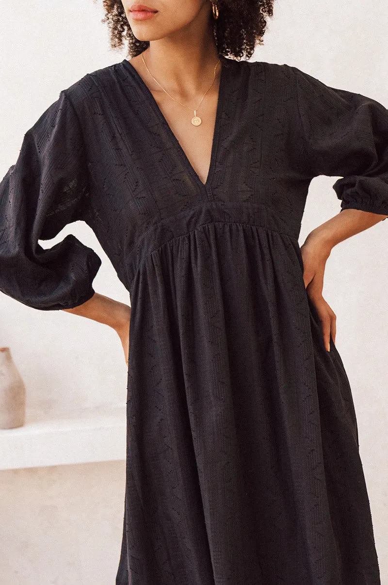 ALMA Midi Dress - black cotton