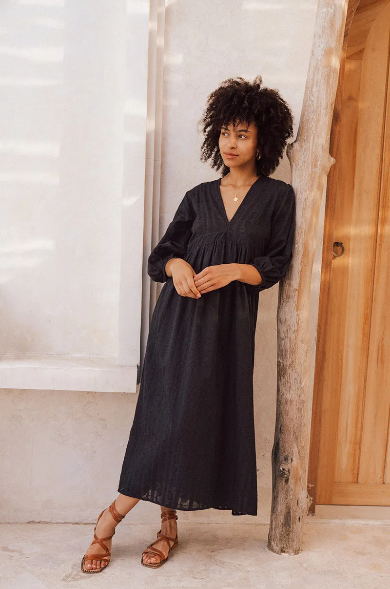 ALMA Midi Dress - black cotton