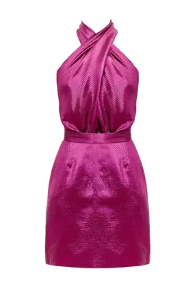 AMANI PINK SHINY SILK MINI DRESS