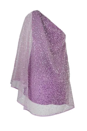 AMETHYST ONE SHOULDER SEQUINED MINI DRESS