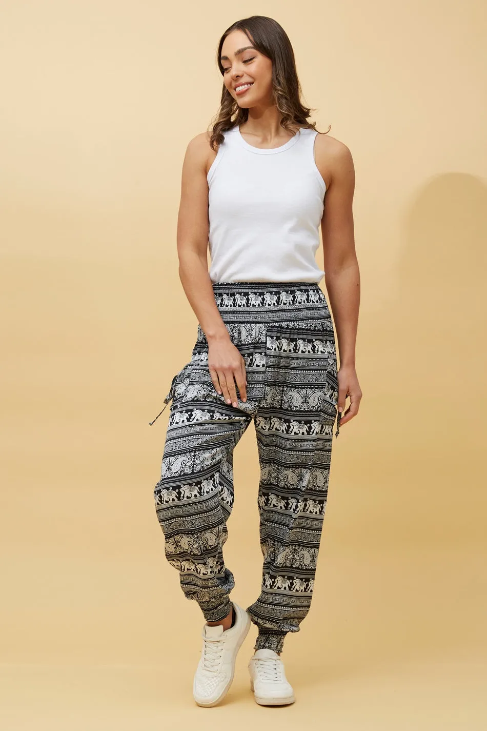 ANIMAL PRINT BOHO HAREM PANTS