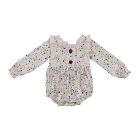 Baby Onesie Romper - Autumn - Girls Ivory Floral Ruffle