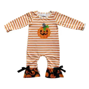 Baby Romper - Girls Applique - Halloween Jack O' Lantern