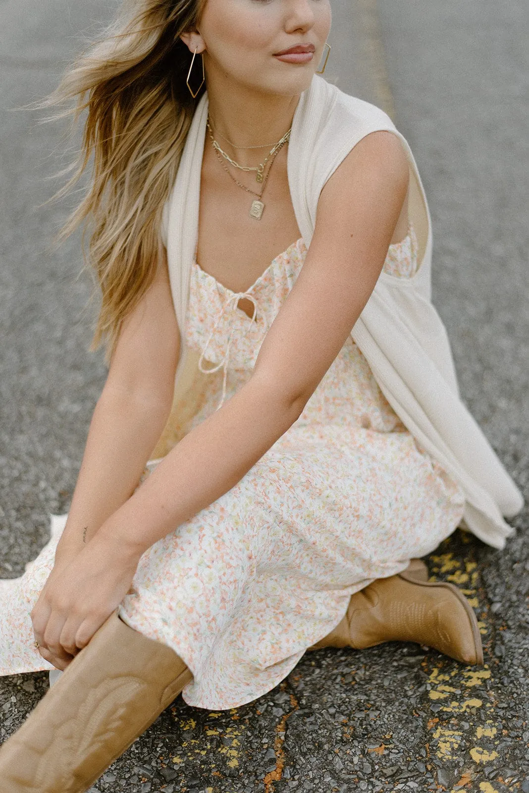 Beige Knit Sleeveless Cardigan