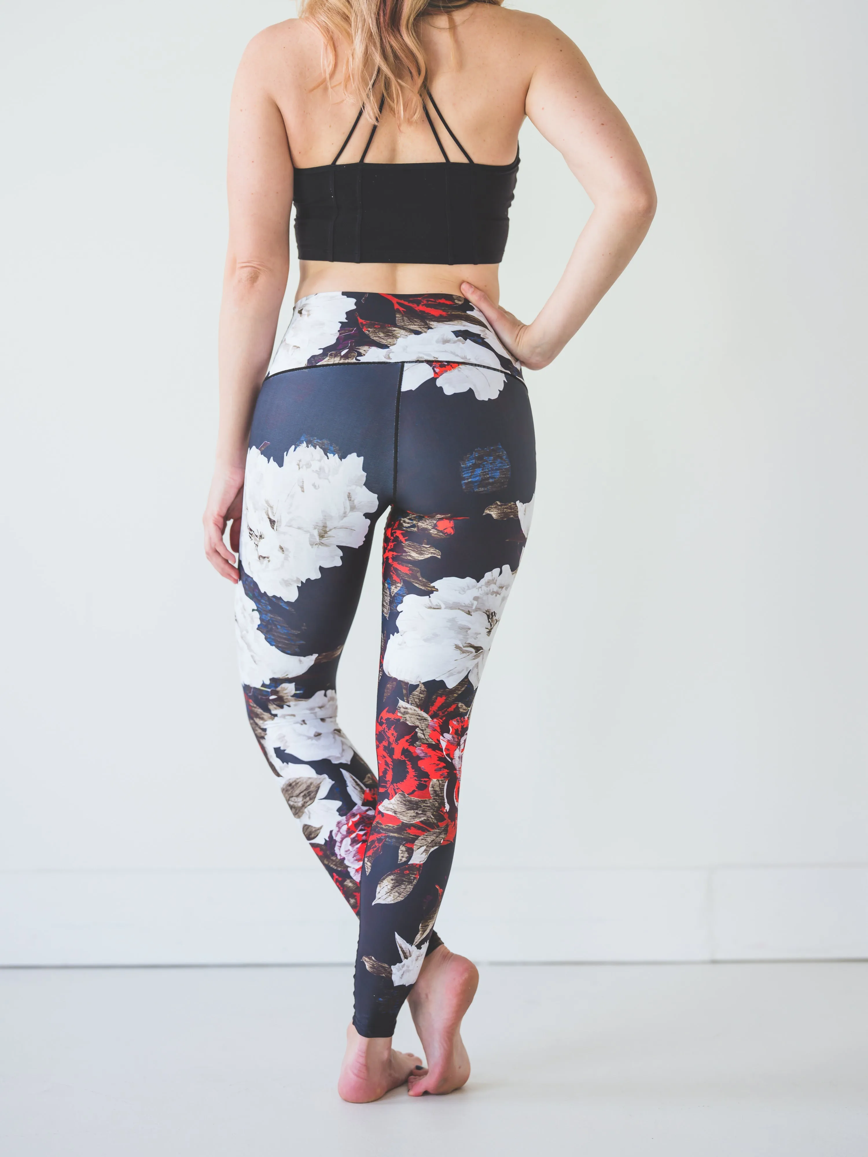 Black Floral Yoga Pants