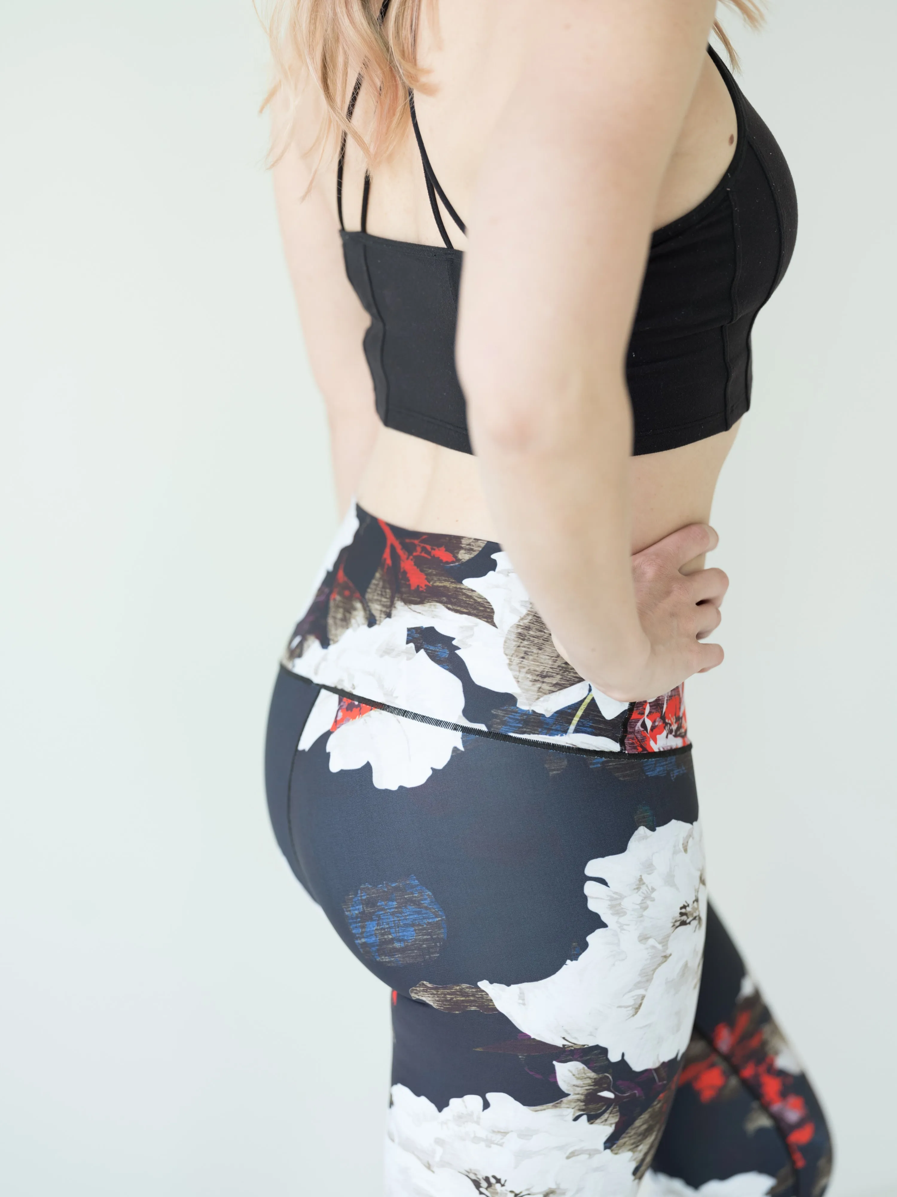 Black Floral Yoga Pants