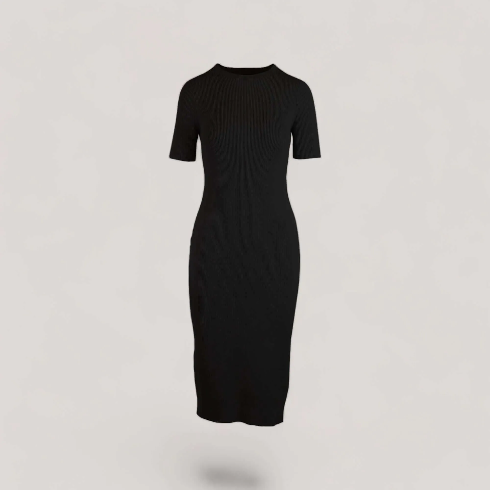 CELESTE | Short Sleeve Crew-Neck Rib Dress