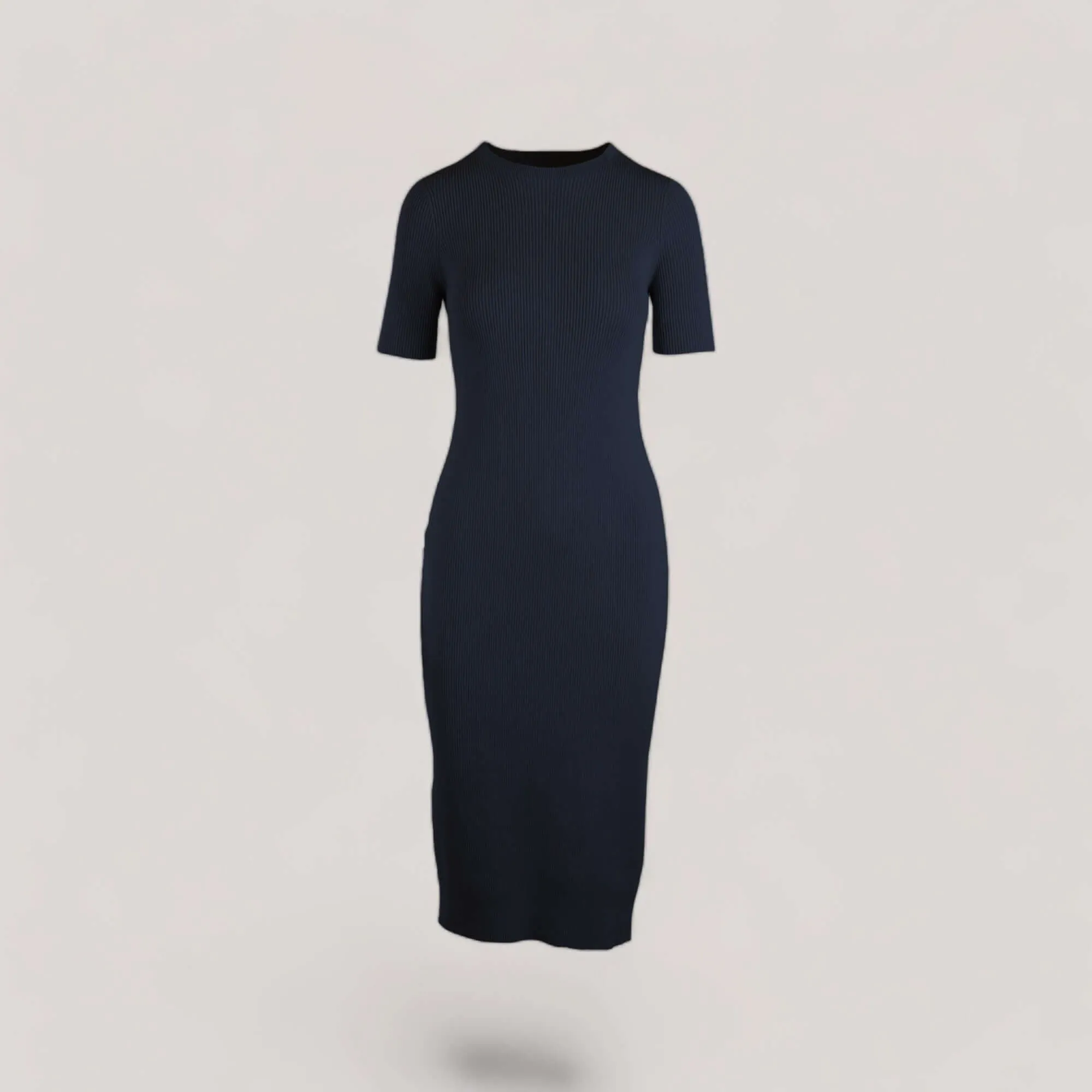 CELESTE | Short Sleeve Crew-Neck Rib Dress