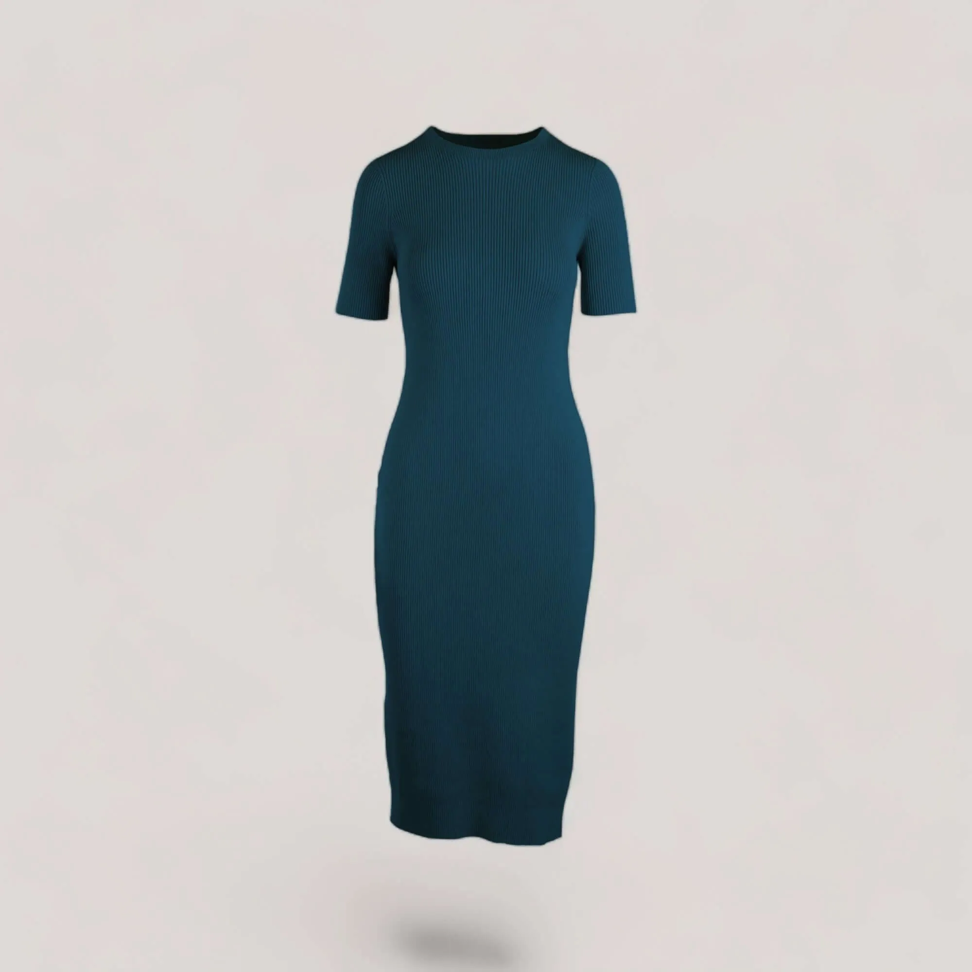 CELESTE | Short Sleeve Crew-Neck Rib Dress