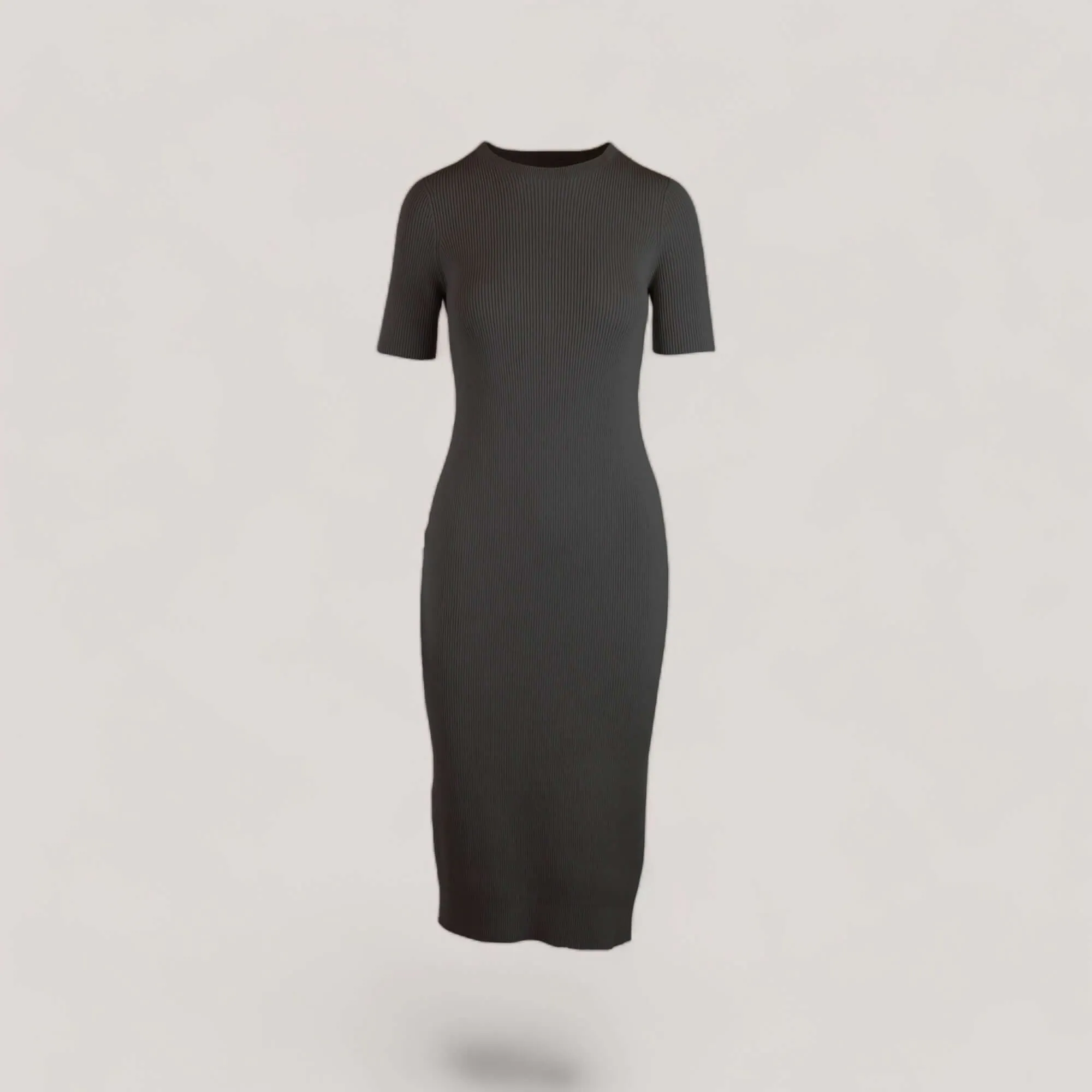 CELESTE | Short Sleeve Crew-Neck Rib Dress