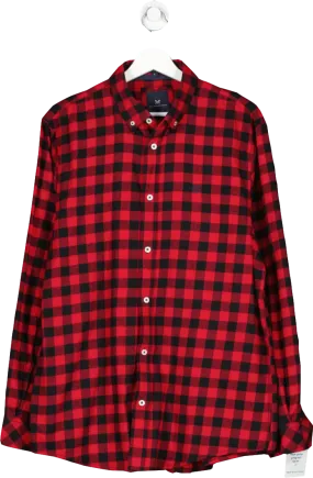 Crew Clothing Red Flannel Checked  Slim Fit Shirt UK L