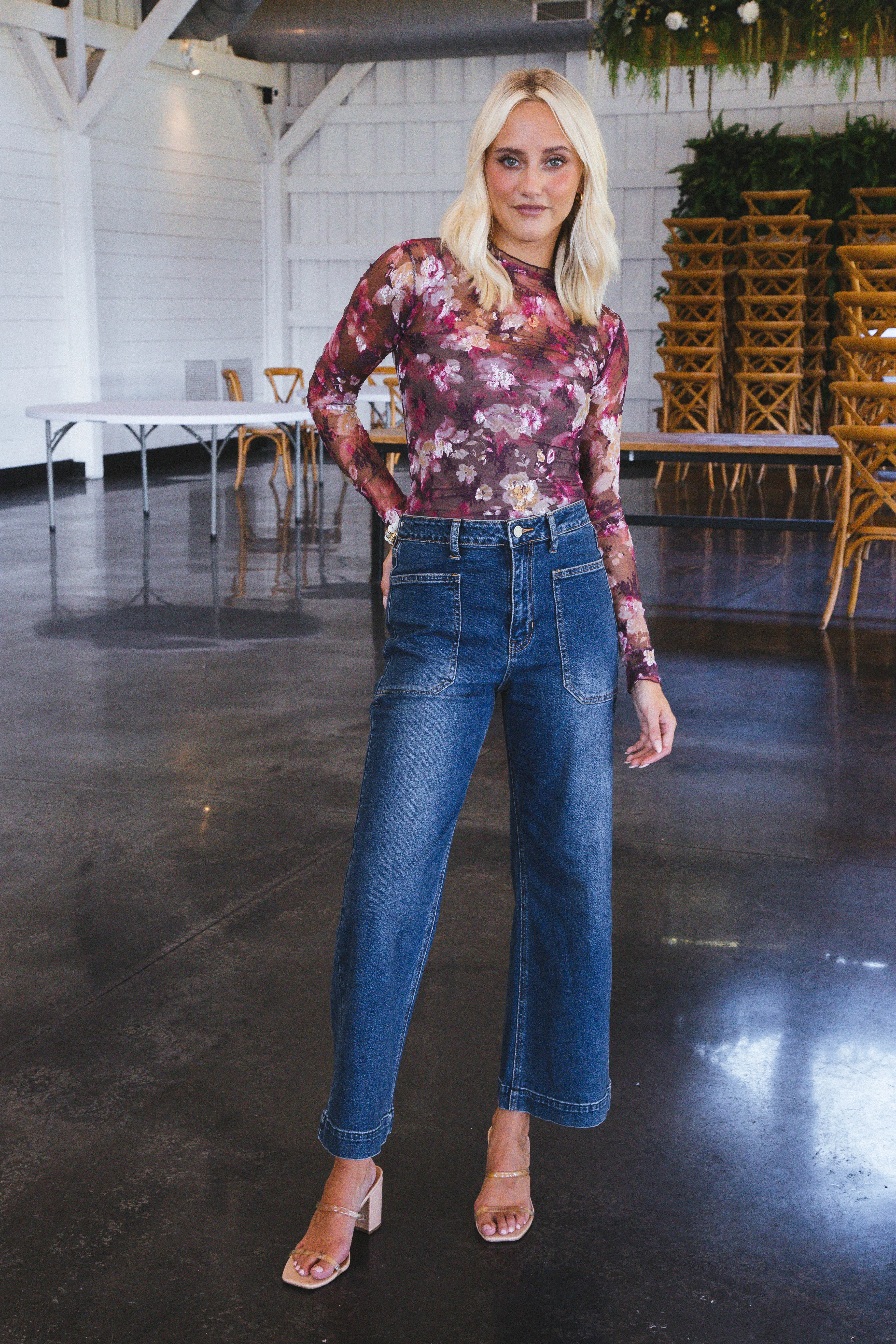 Dinah Denim Utility Jeans, Dark Denim