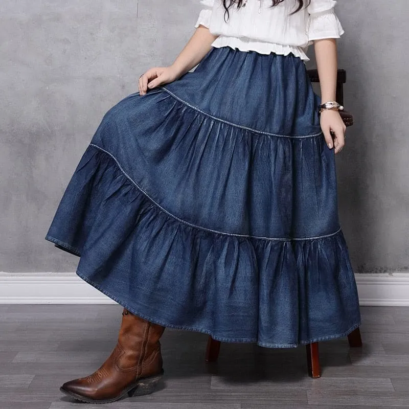 Erika Peasant Skirt, Denim