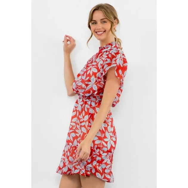 Evie Flutter Sleeve Red Print THML Dress -SALE