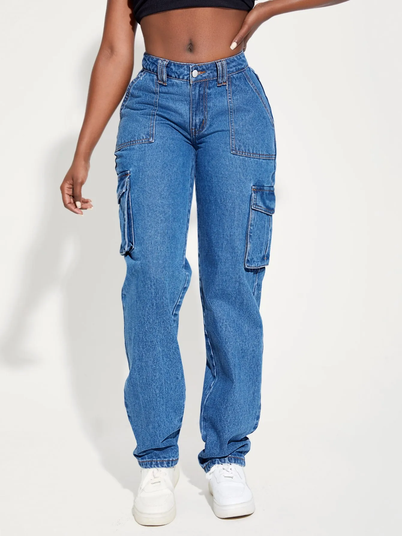 Flap Pocket Side Cargo Jeans