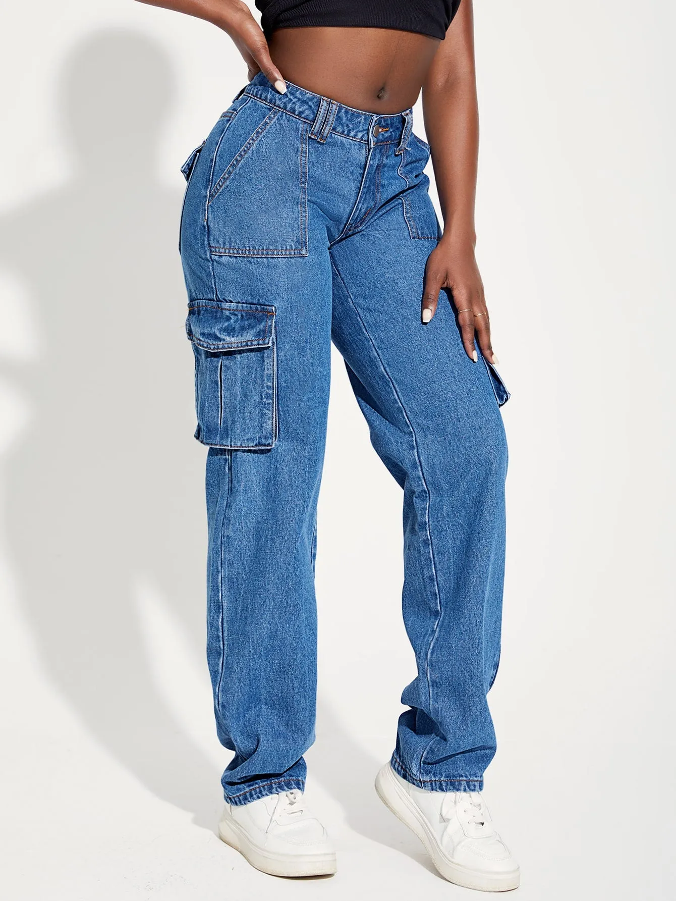 Flap Pocket Side Cargo Jeans