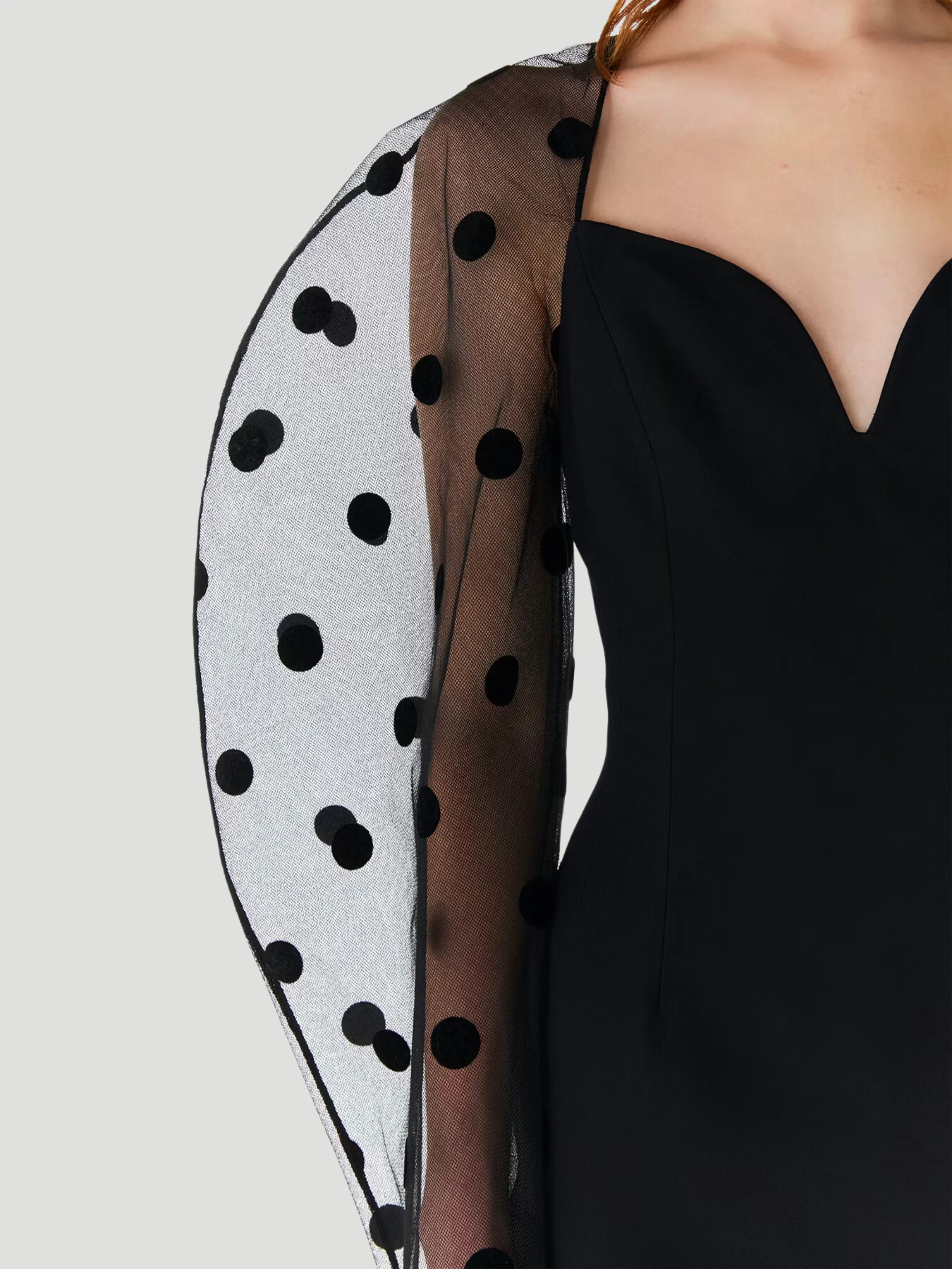 Flocked Polka-Dot Tulle and Cady Mini Dress