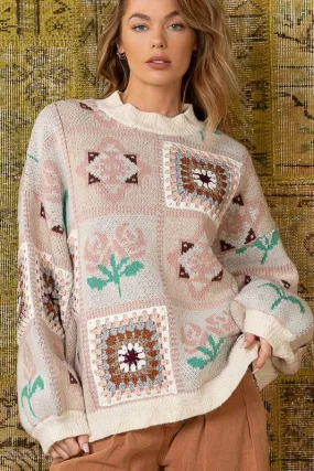 Gina Rose Knit Grandma Square Oversize Sweater