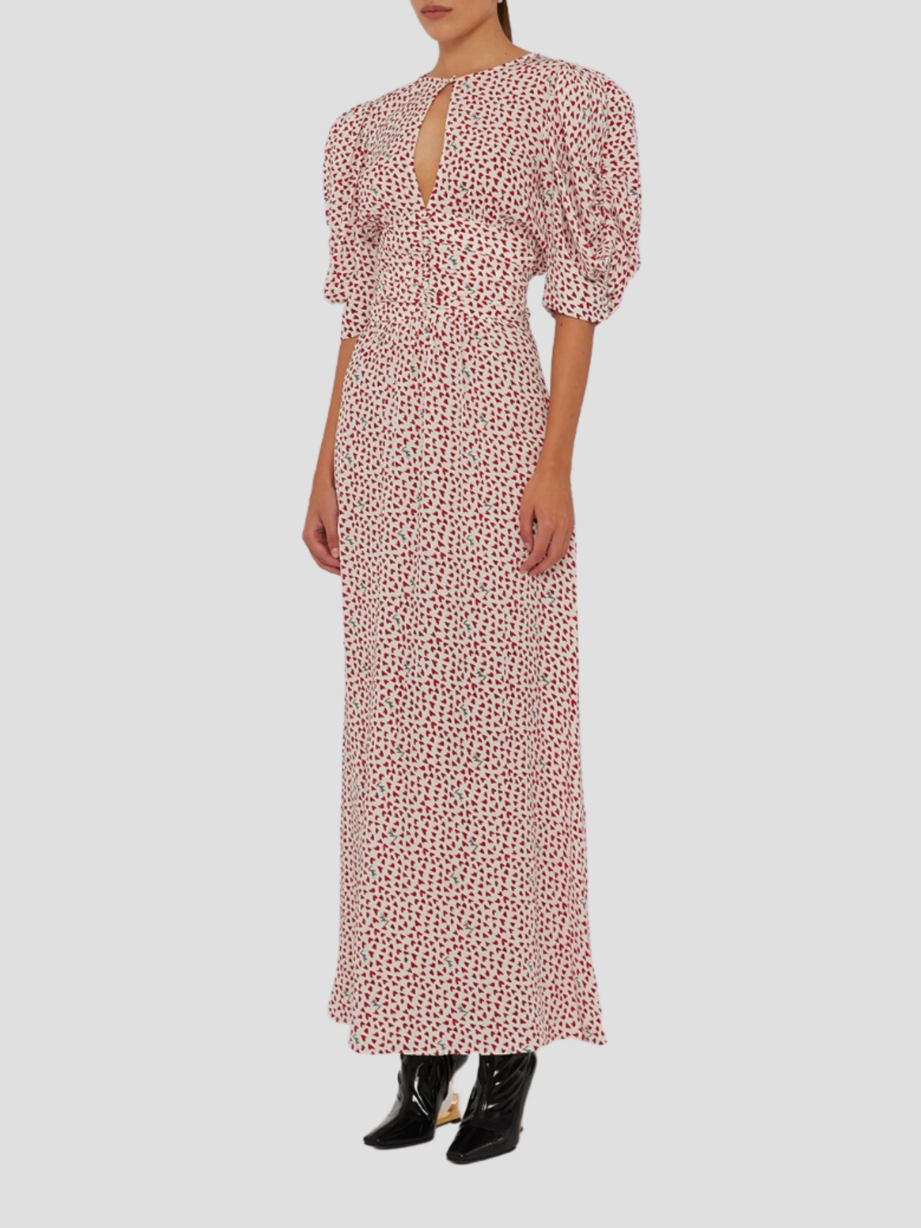 Heart Printed Maxi Flowy Dress