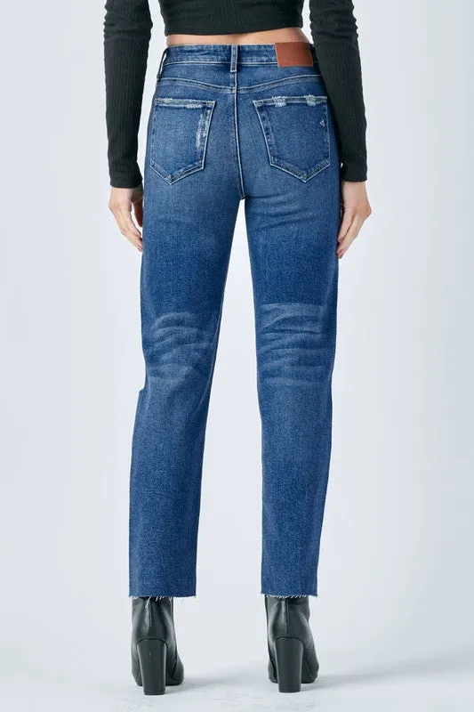 Hidden Tracy Womens High Rise Straight Leg Jeans - Flattering Fit and Comfortable Stretch Denim