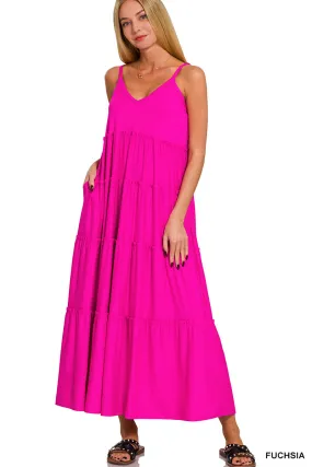 Hooked On You V-Neck Maxi Dress  Fuchsia