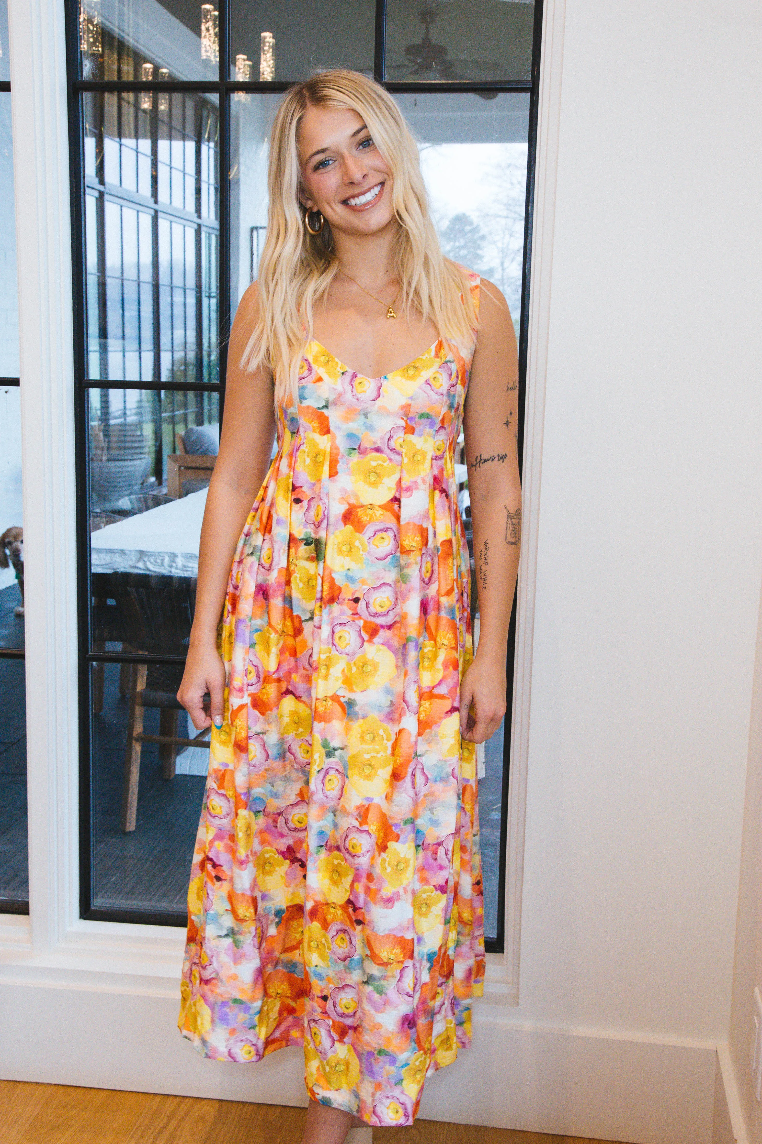 June Sleeveless Floral Maxi Dress, Multi