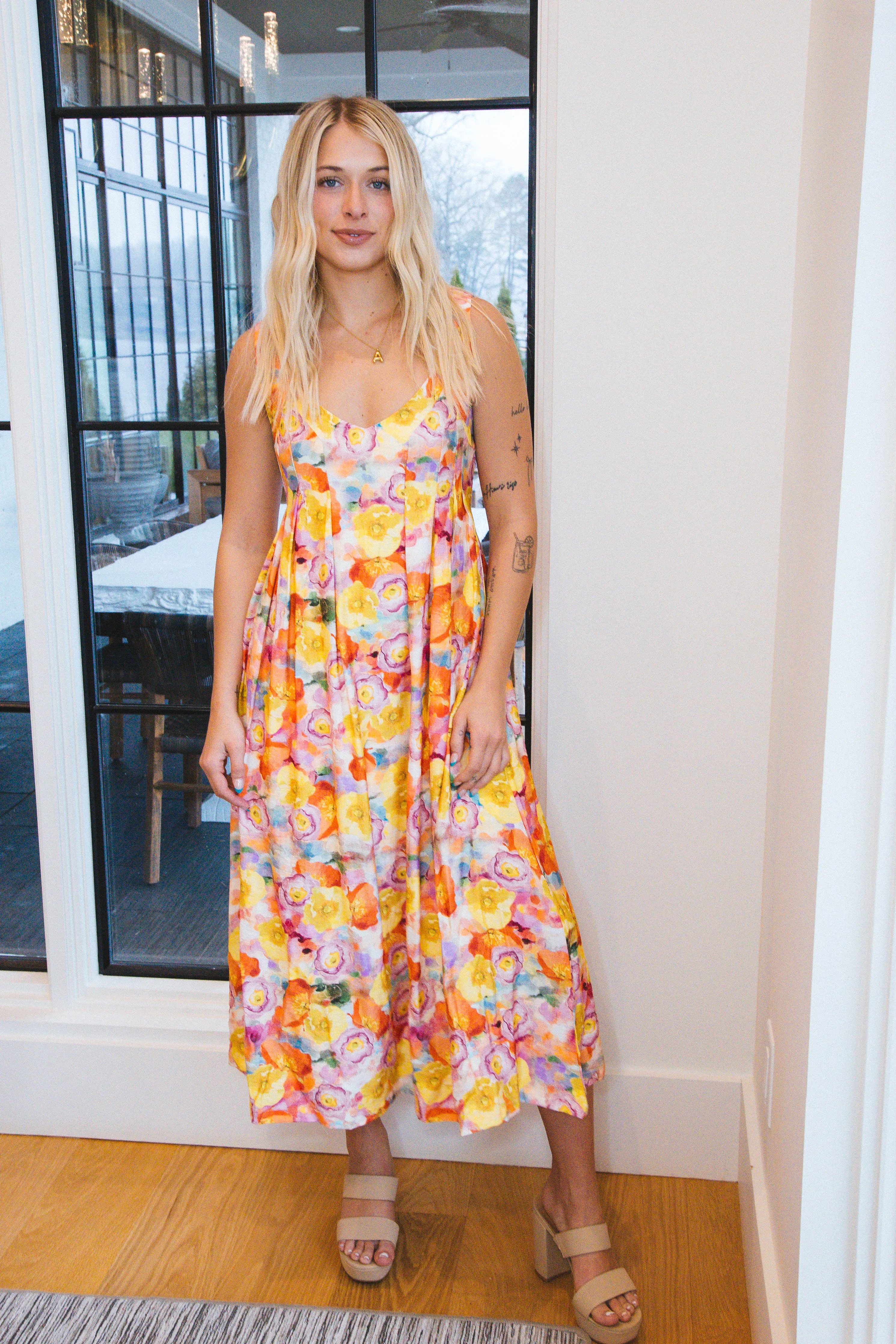 June Sleeveless Floral Maxi Dress, Multi