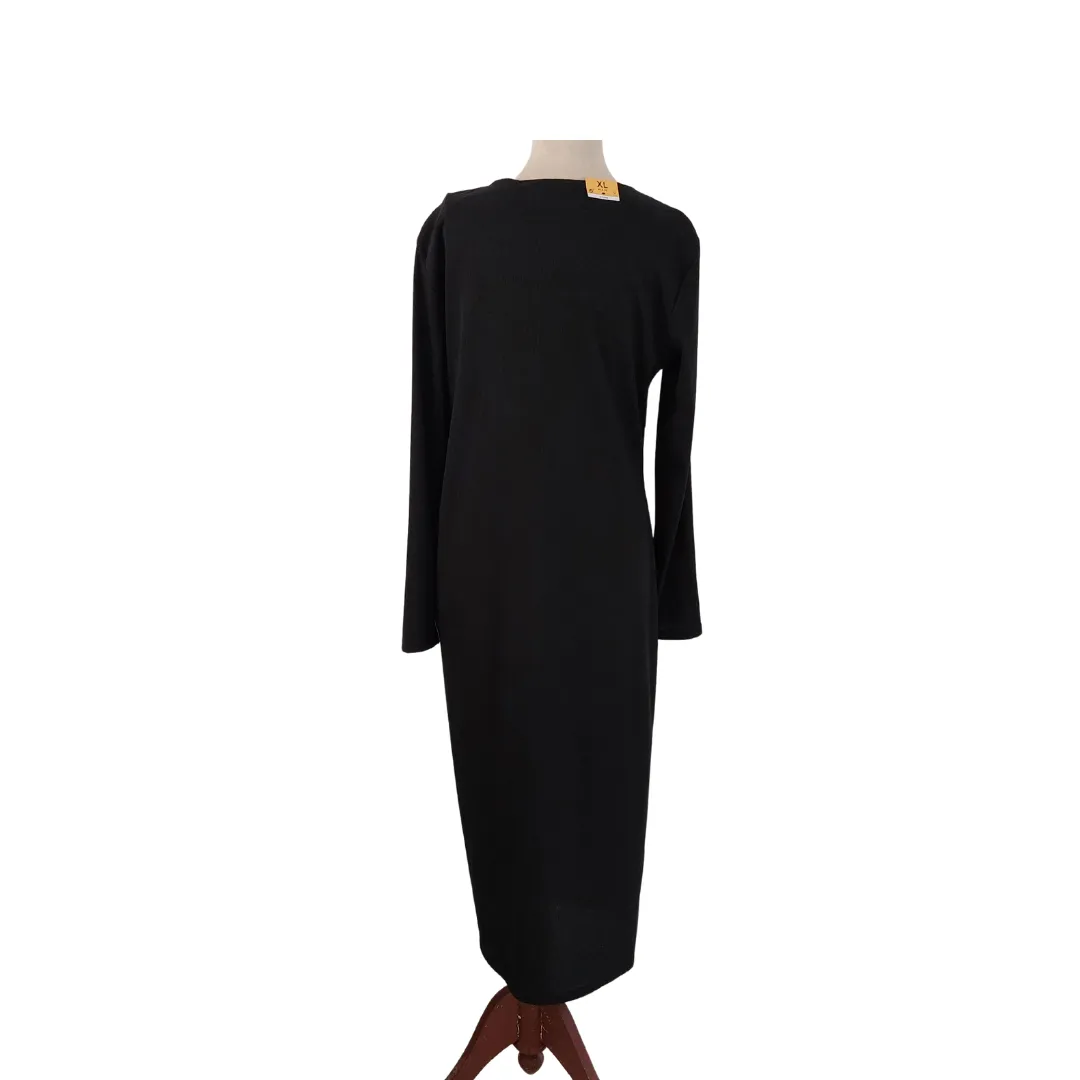 Lefties Black Front Knot Midi Dress | Brand New |