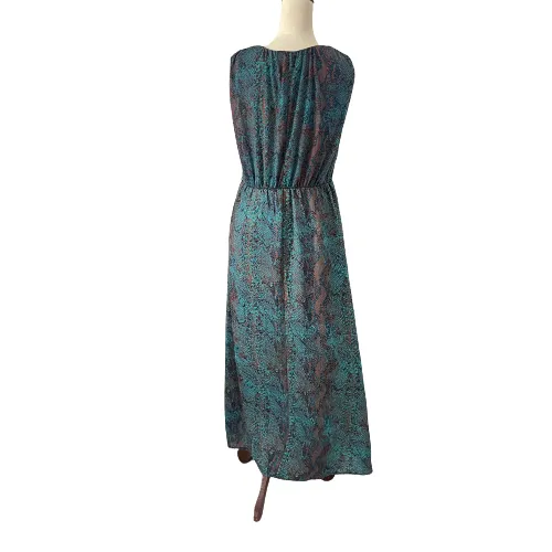 Mango Green and Brown Snakeprint Maxi Dress | Pre Loved |