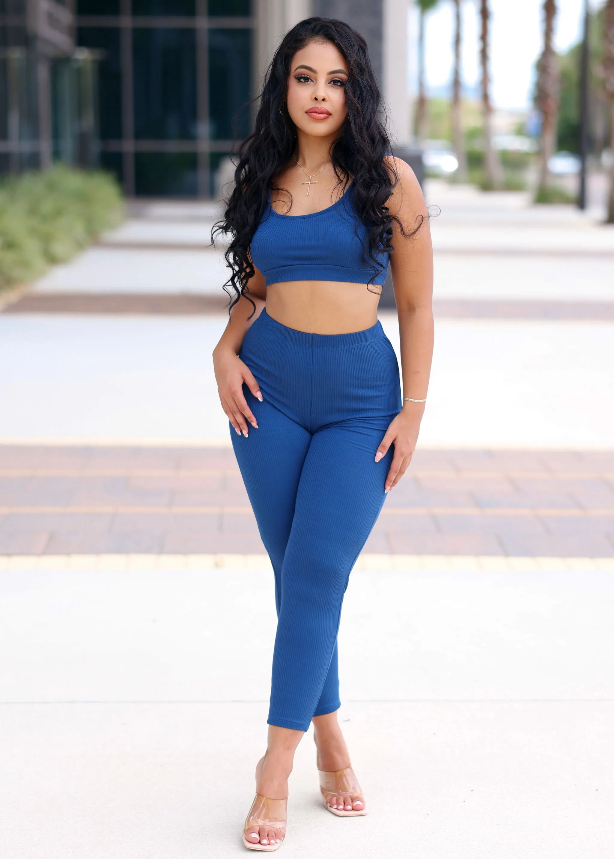 Messina Ribbed Bra Top And Leggings Set