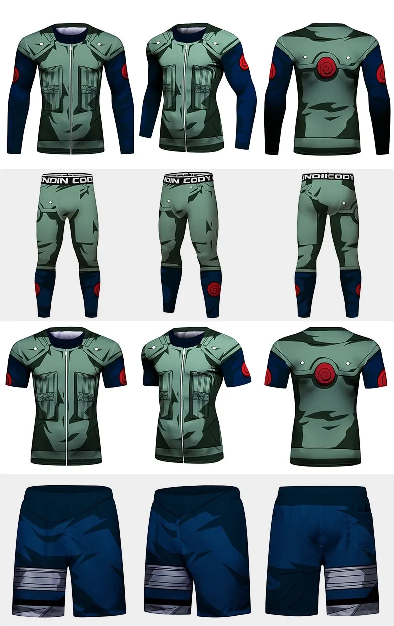 Naruto 'Kakashi' Elite Four Piece Compression Rash Guard Fight Set