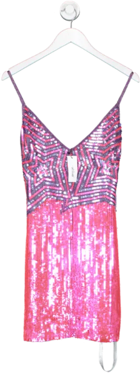 Nasty Gal Pink Star Sequin Strappy Mini Dress UK 10