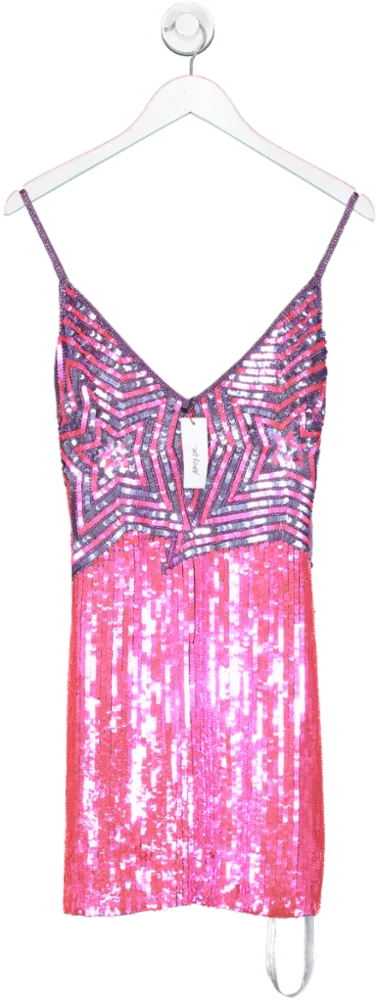 Nasty Gal Pink Star Sequin Strappy Mini Dress UK 10