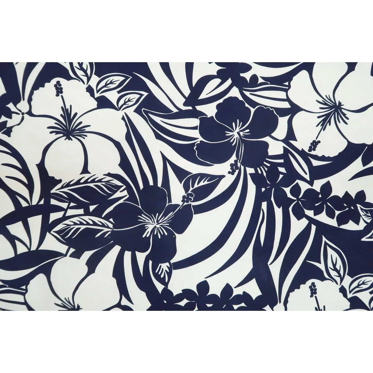 Navy Hibiscus Poly Cotton Fabric