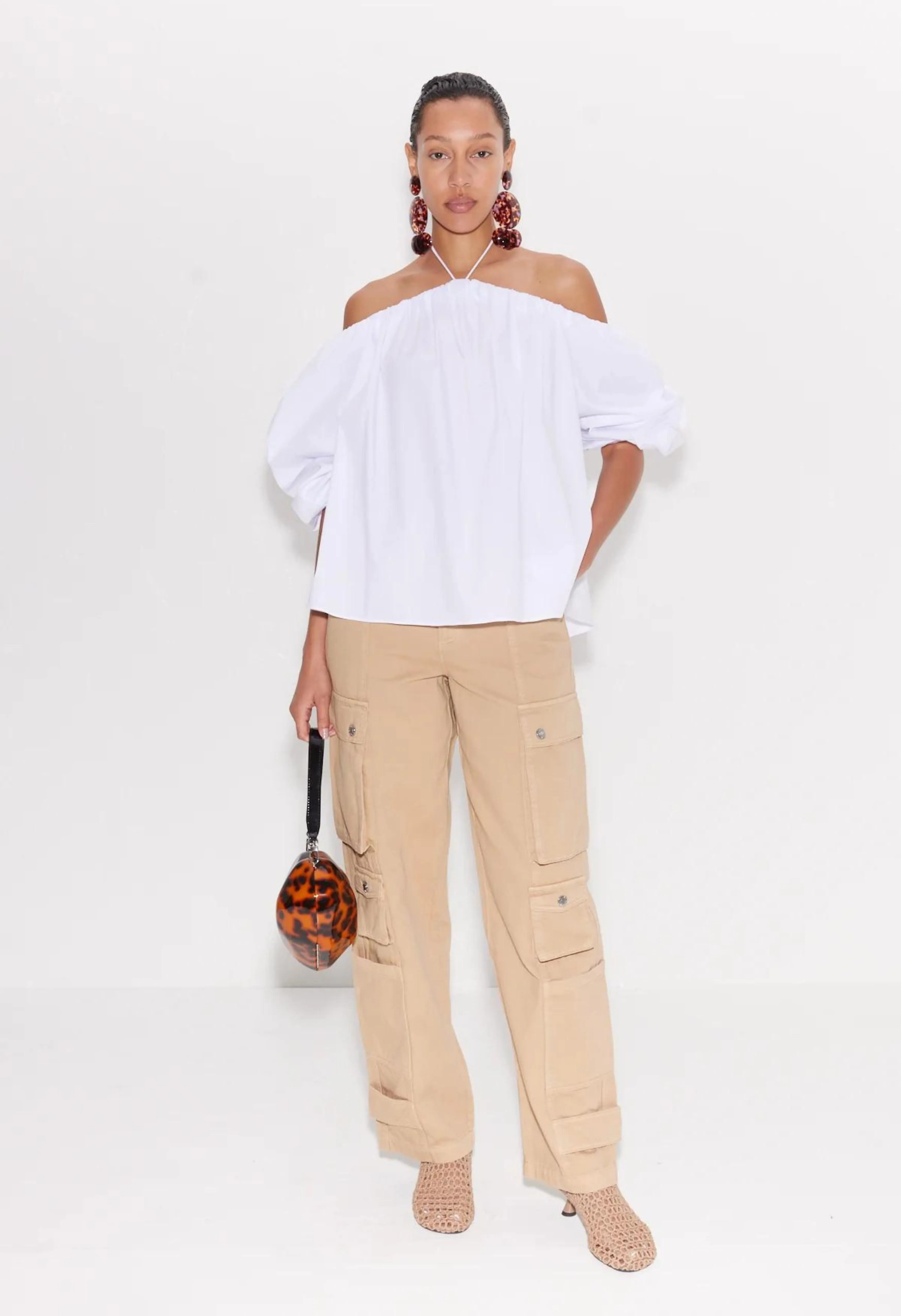 Oleander Poplin Top in Macadamia