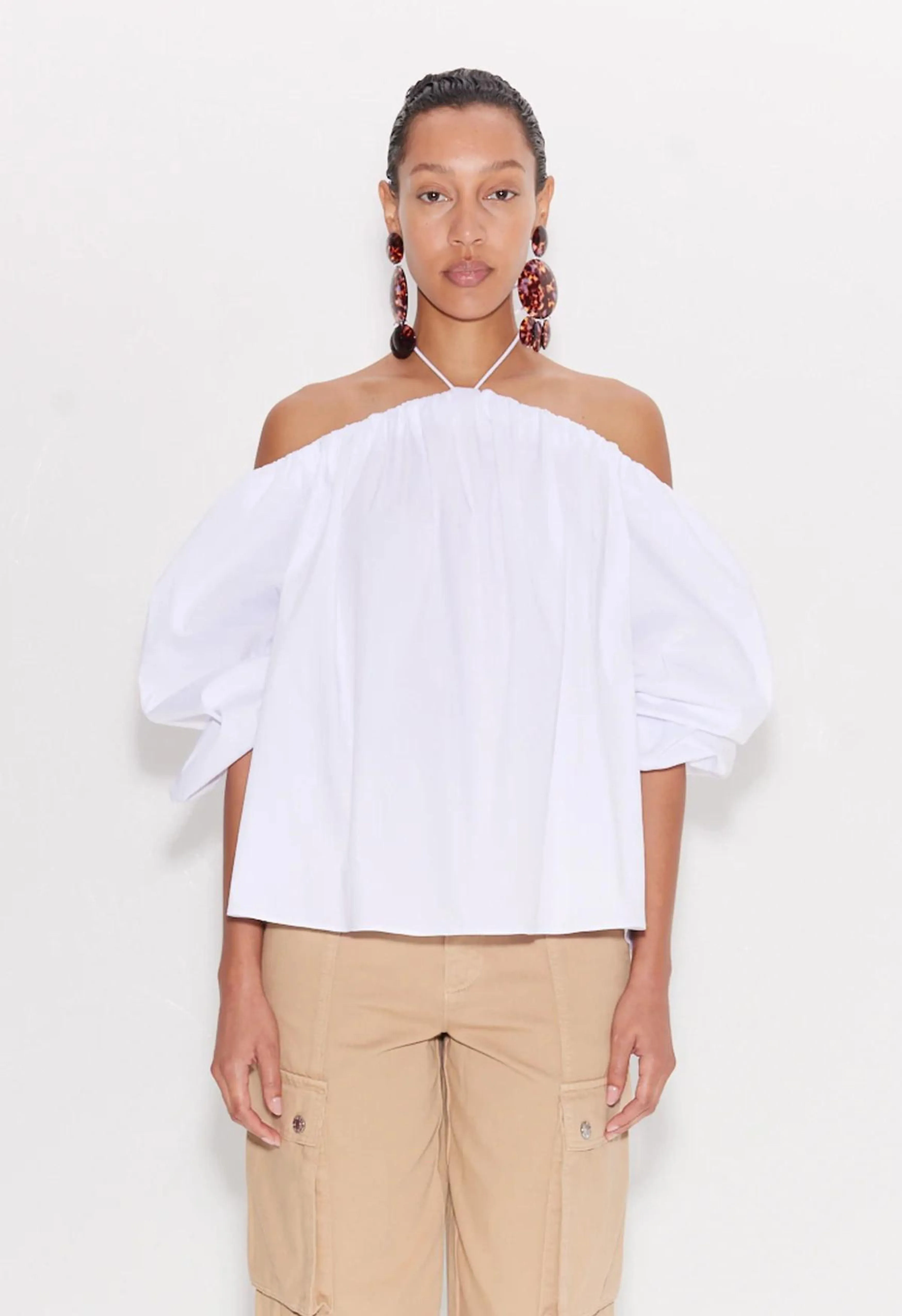 Oleander Poplin Top in Macadamia