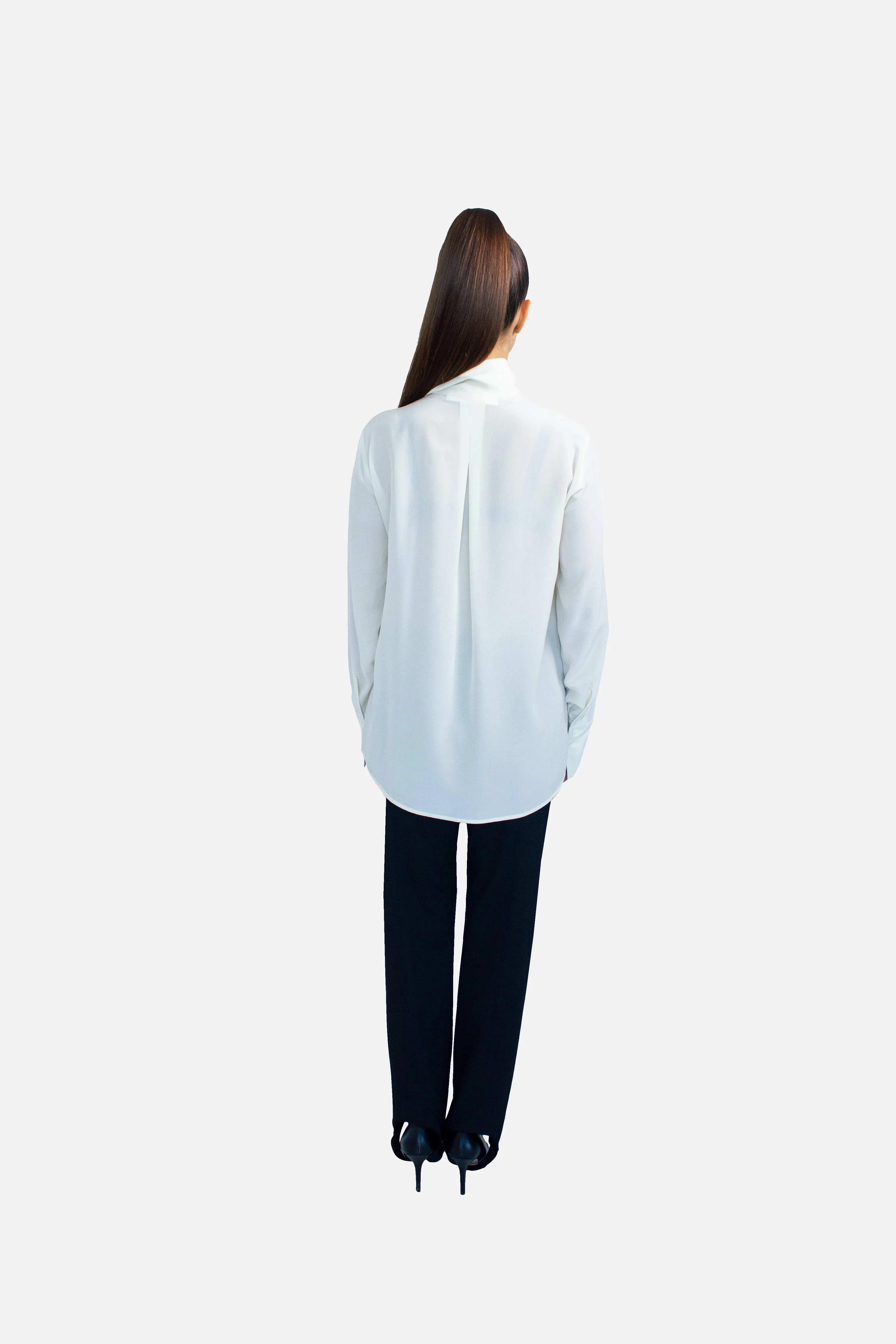 Pussy-Bow Silk Blouse