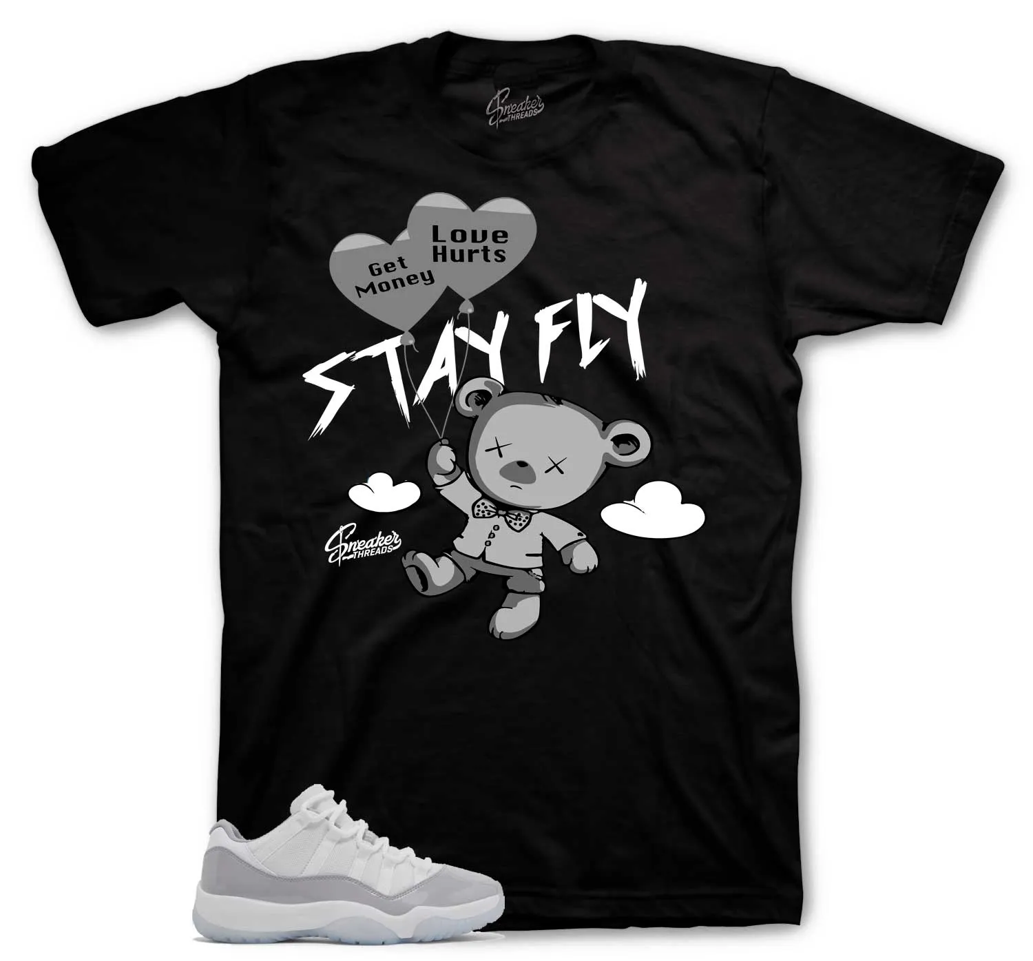 Retro 11 Cement Grey Shirt - Money over Love - Black