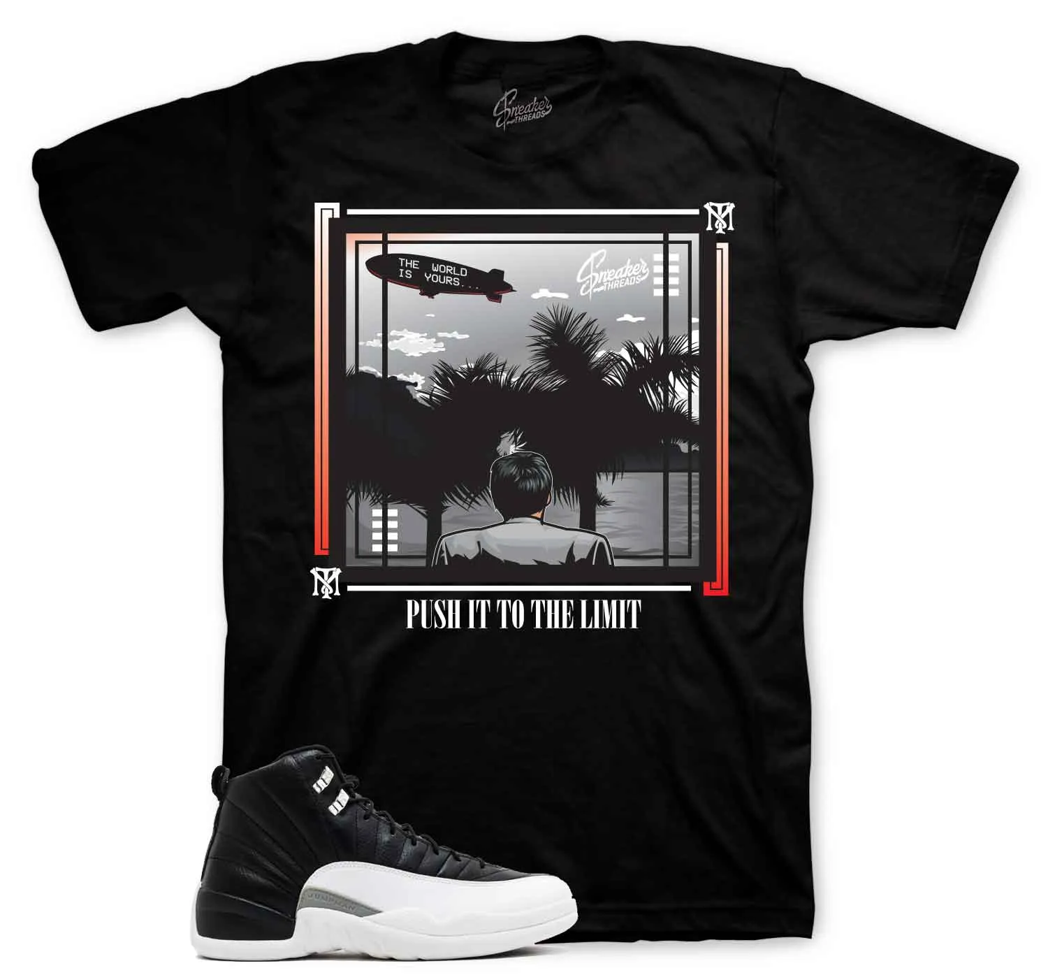 Retro 12 Playoff Shirt - World Is Yours - Black