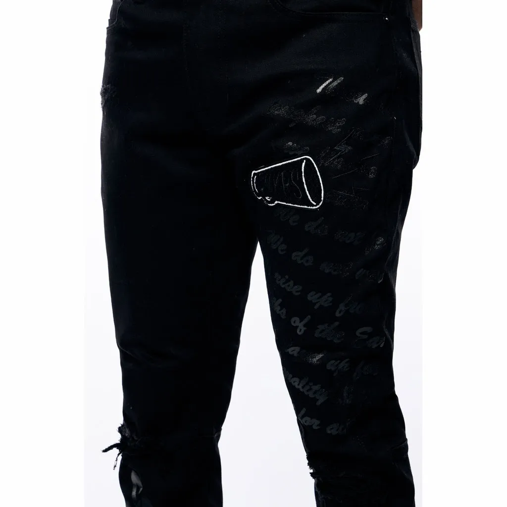 Rip & Repair Varsity Jeans - Black