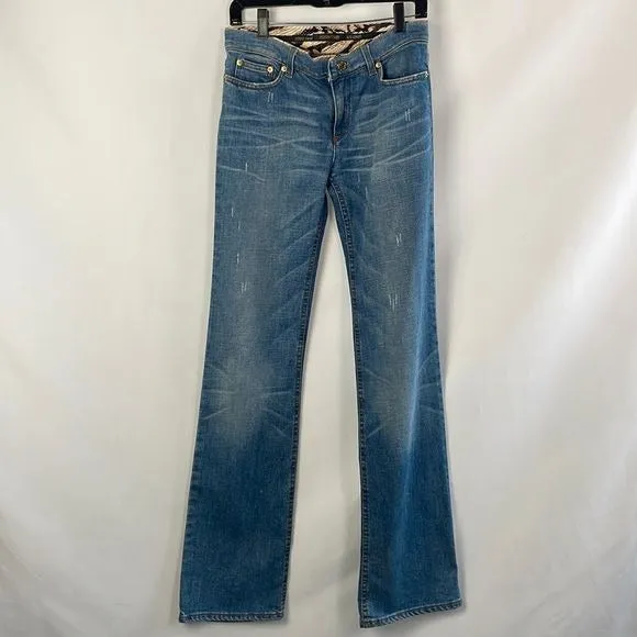 Roberto Cavali Distressed Boot Cut Denim Jeans