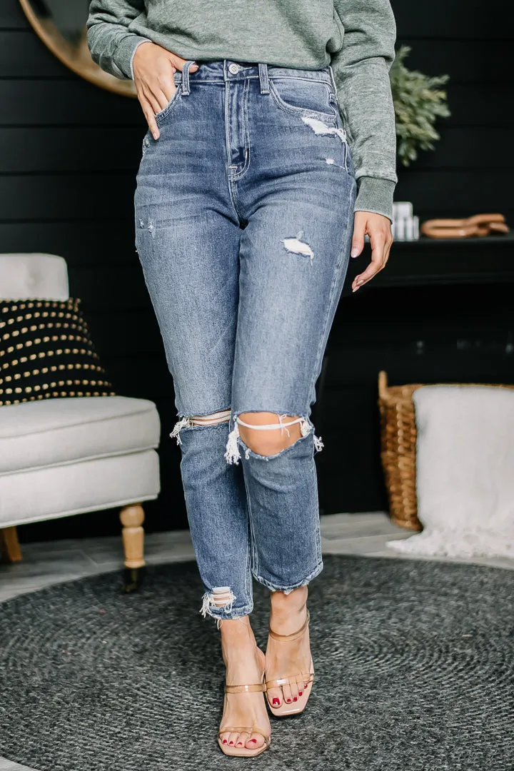 Show The Way Distressed Straight Skinny Jeans