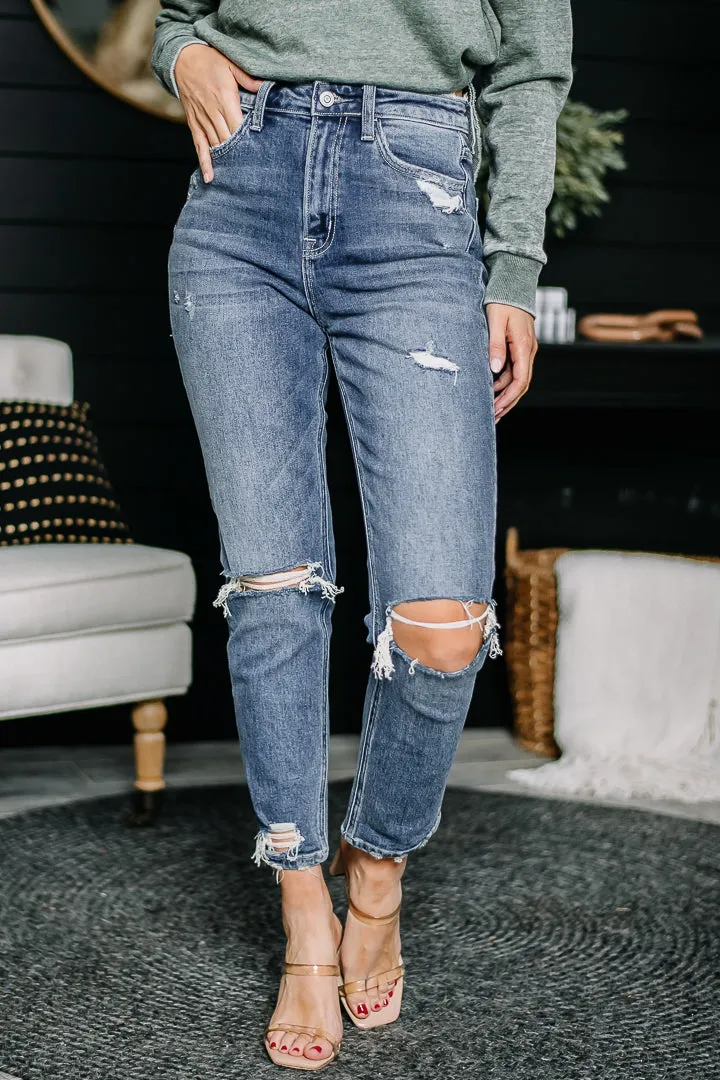 Show The Way Distressed Straight Skinny Jeans