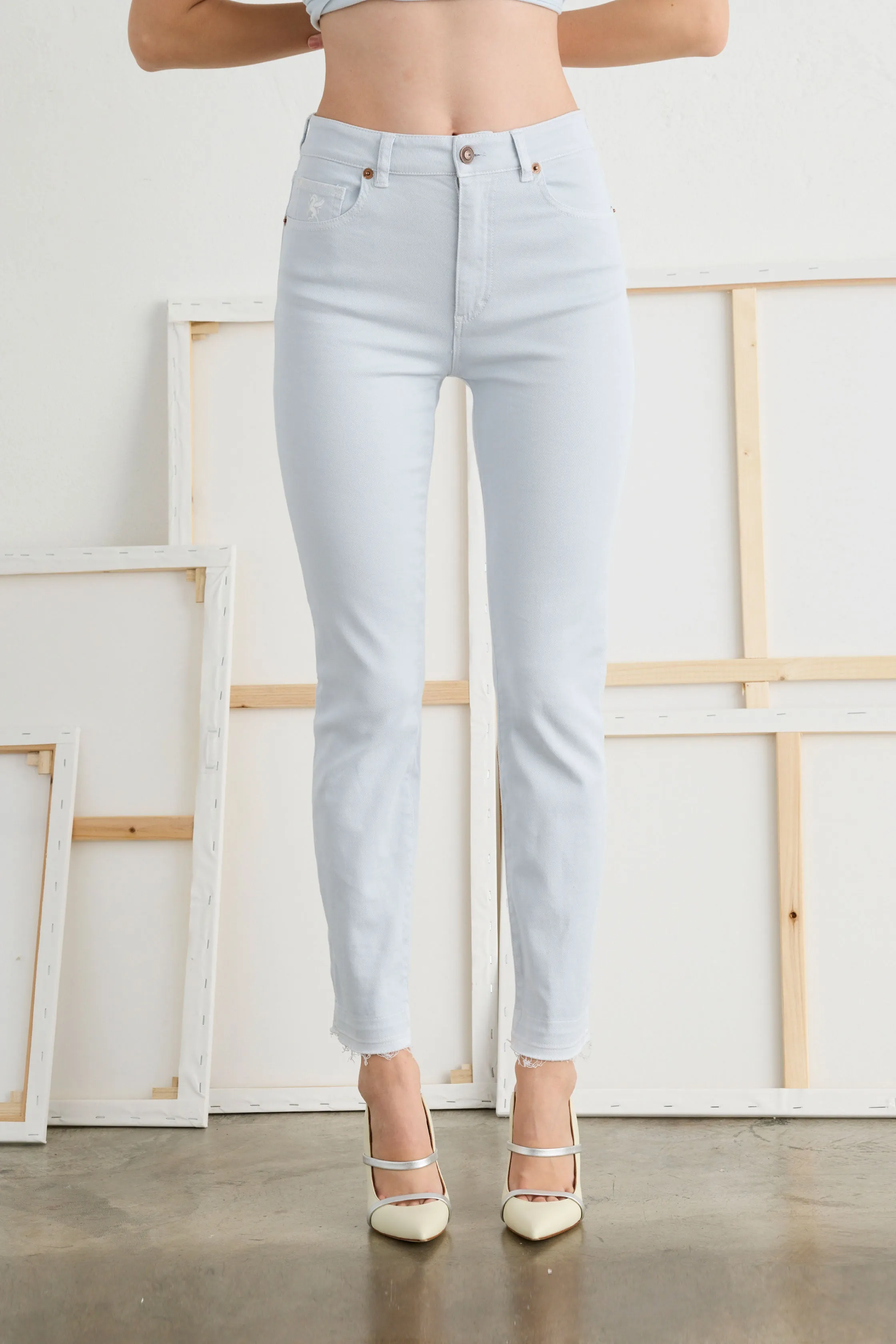 Skinny Pants in Stretch Cotton Garment-Dyed 054U 3881