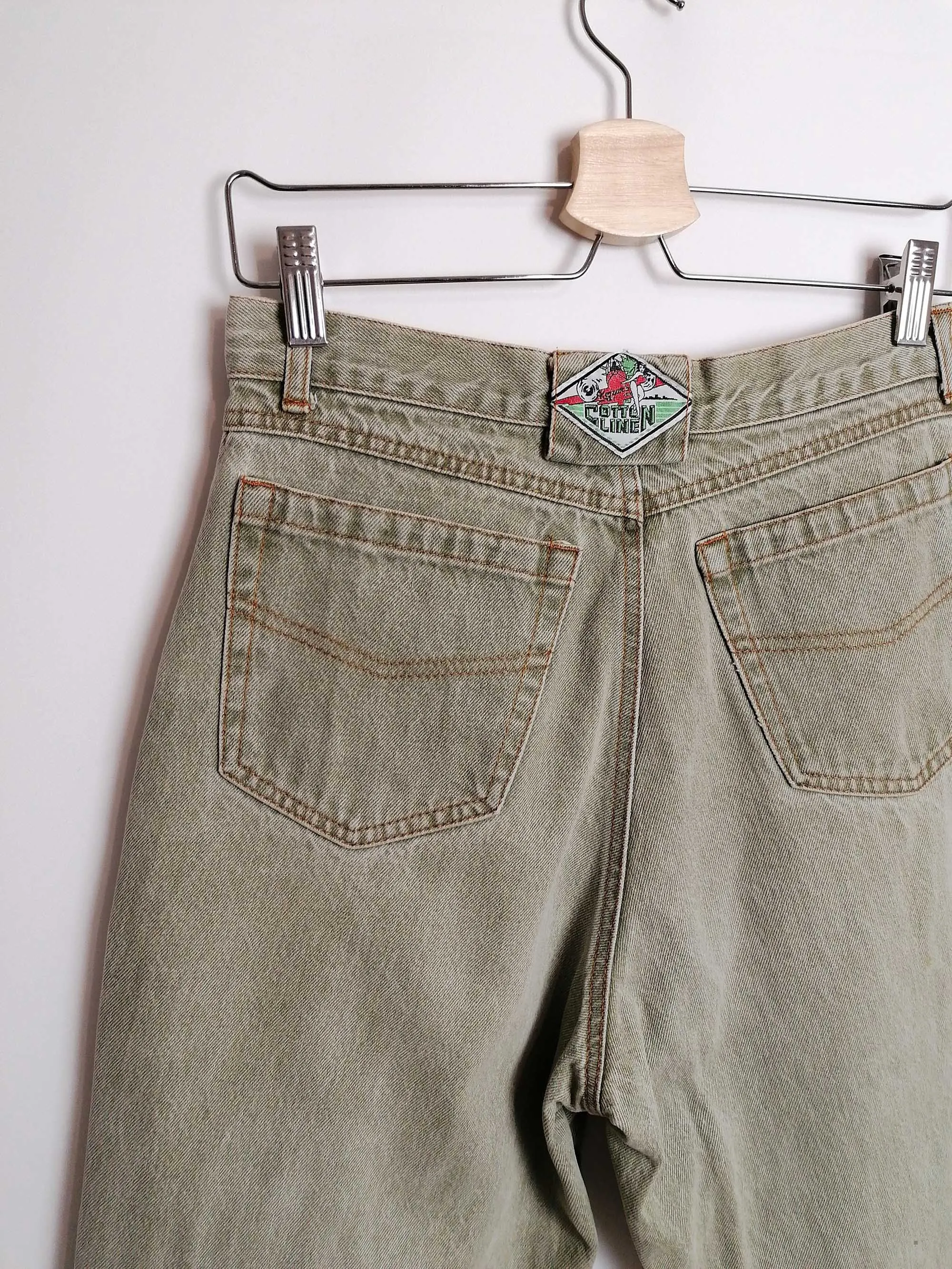 Vintage 80's COTTON LINE High Waist Mom Jeans Embroidery - size S-M ( 30 waist)