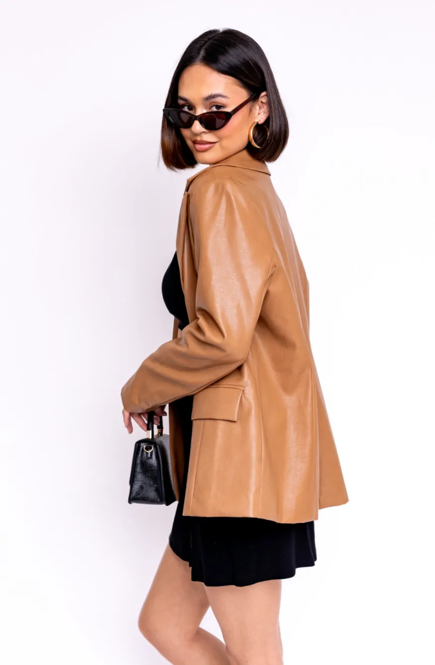 Weekends In France Leather Jacket - Camel