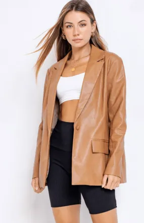 Weekends In France Leather Jacket - Camel