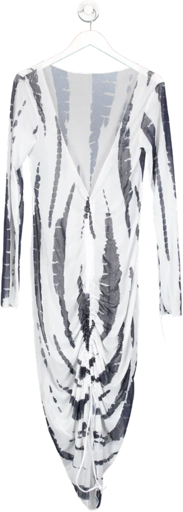 White Sheer Mesh Tie Dye Effect Beach Dress UK XL