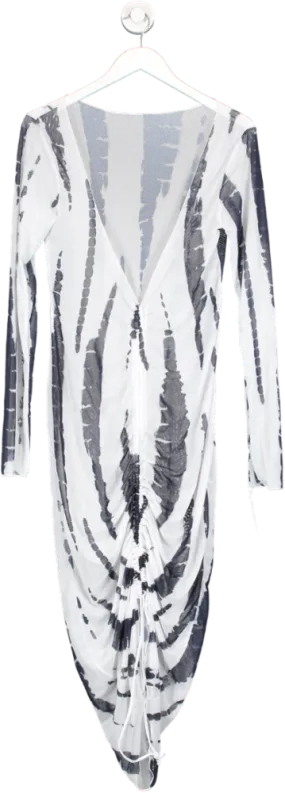 White Sheer Mesh Tie Dye Effect Beach Dress UK XL