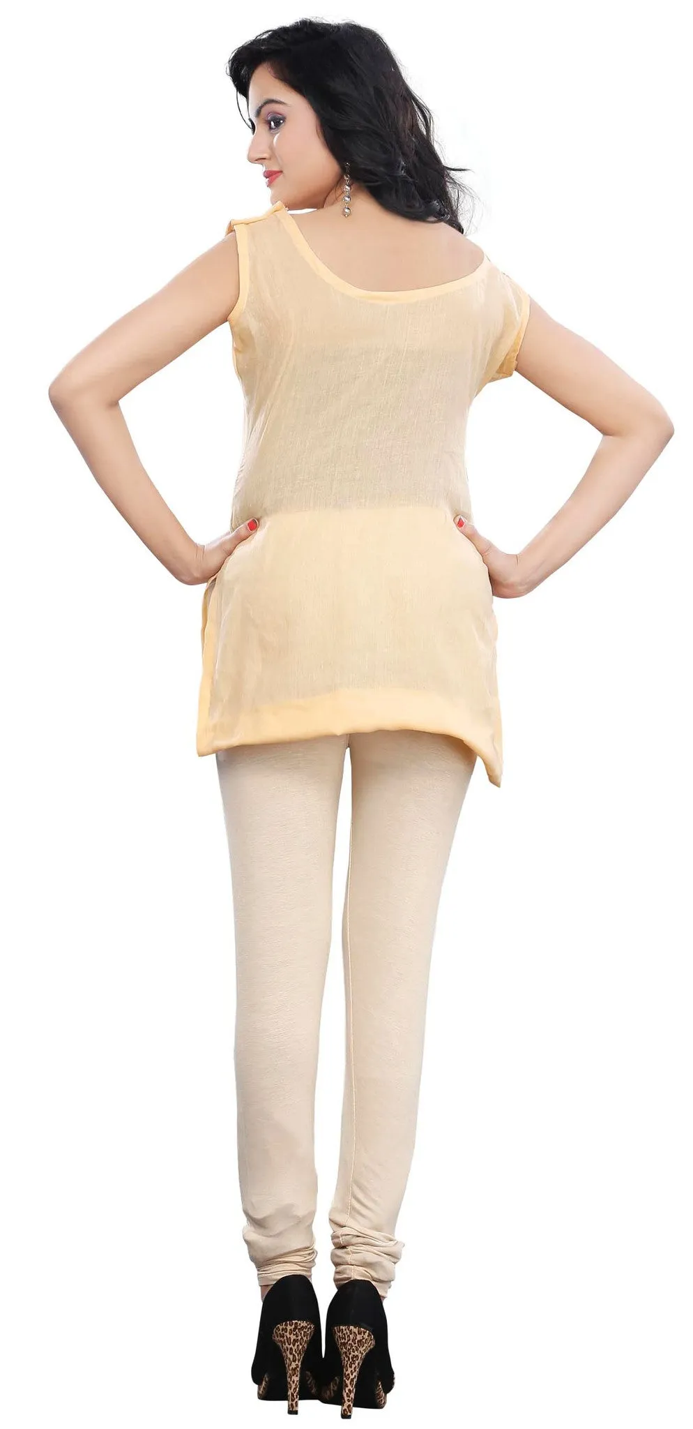 Womens Churidar Stretchable Leggings from India (Off-White)